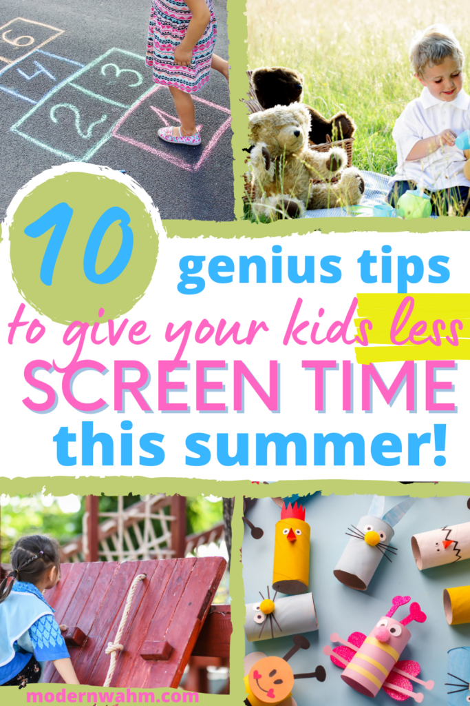 Screen time rules for summer activities 2021. This pin is all about screen time rules and rules for teenagers and kids. Here, we gather the best ideas printables and free screen time resources to help you entertain your kids on school days. Check out these summer activities for kids at home for boys and girls while you work. If you are kids are home this summer (alone or with a working mom), you need these ideas.  Learn more about screen time rules at modernwahm.com.