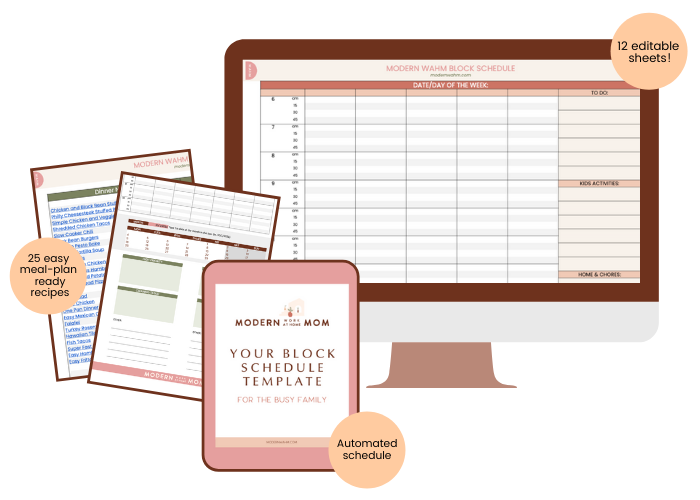 Use this free digital planner to schedule your whole week on one piece of paper! This work at home mom schedule is perfect for busy moms.